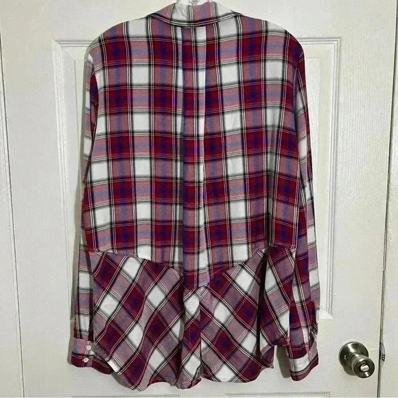 SAM EDELMAN Red, White, and Blue Plaid Woman Button Down | size Large - Picture 5 of 13